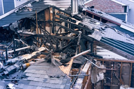 Fire damaged roof